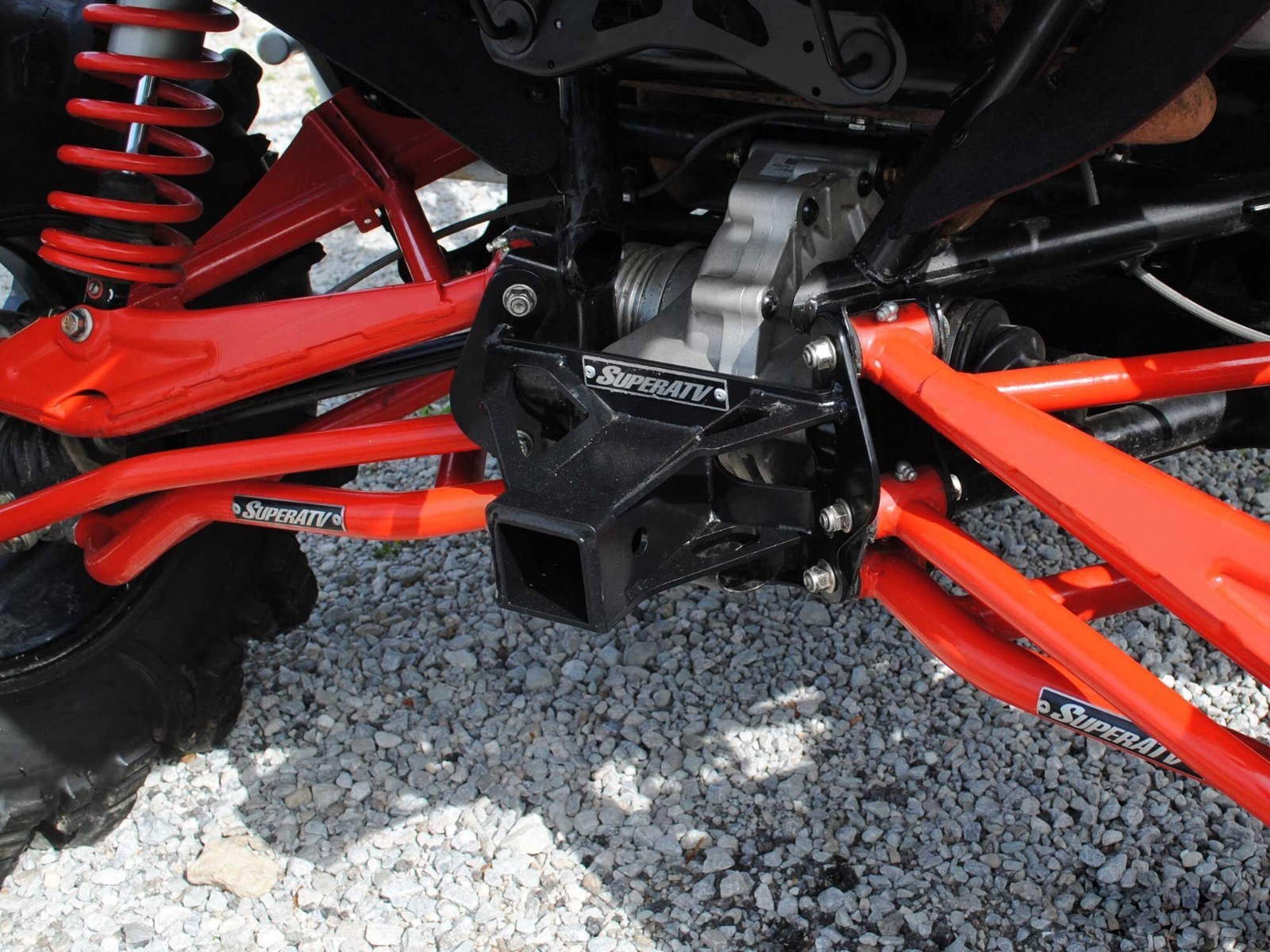 SuperATV 2'' Rear Receiver Tow Hitch for Can-Am Maverick (Black) - SEE FITMENT