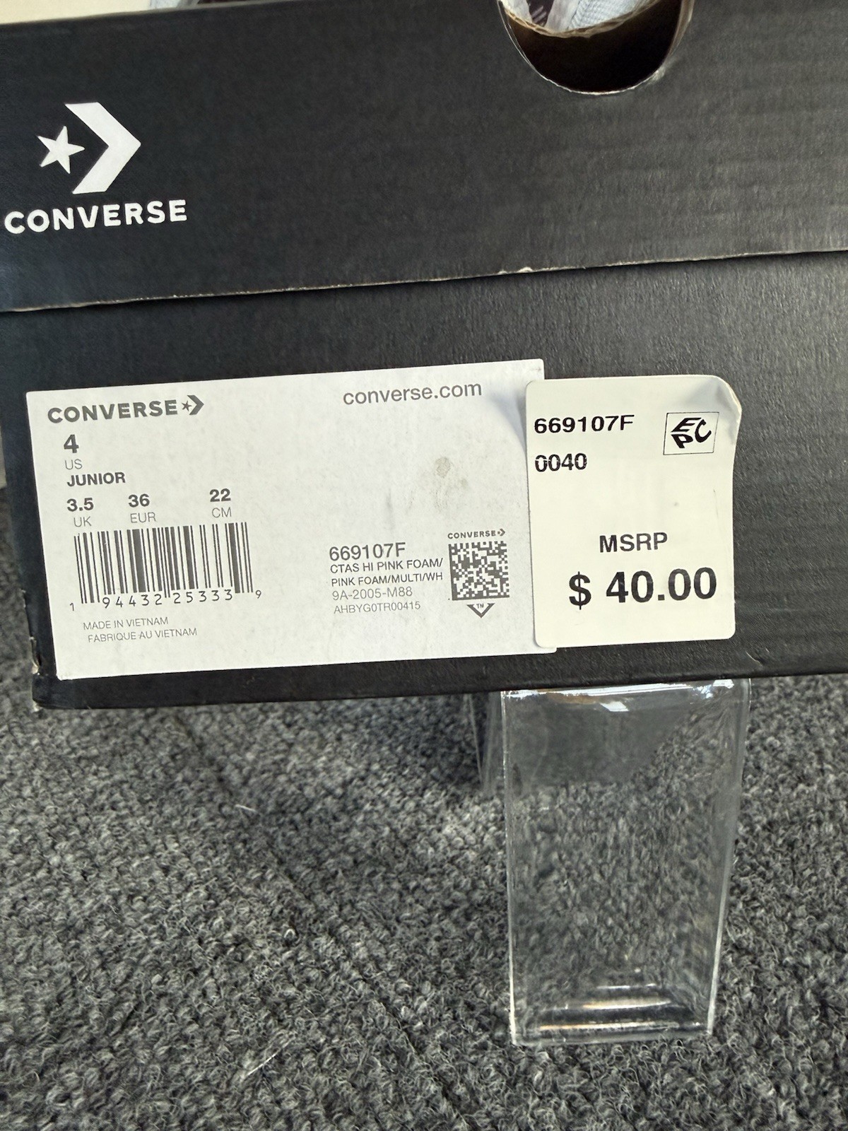 Converse Chuck Taylor All Star Unicorn High Top Sneakers Youth 4 Pink Rainbow