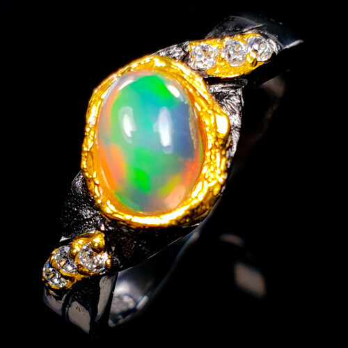 Gift Jewelry Handmade Natural Opal Silver Ring 925 Sterling / RVS356
