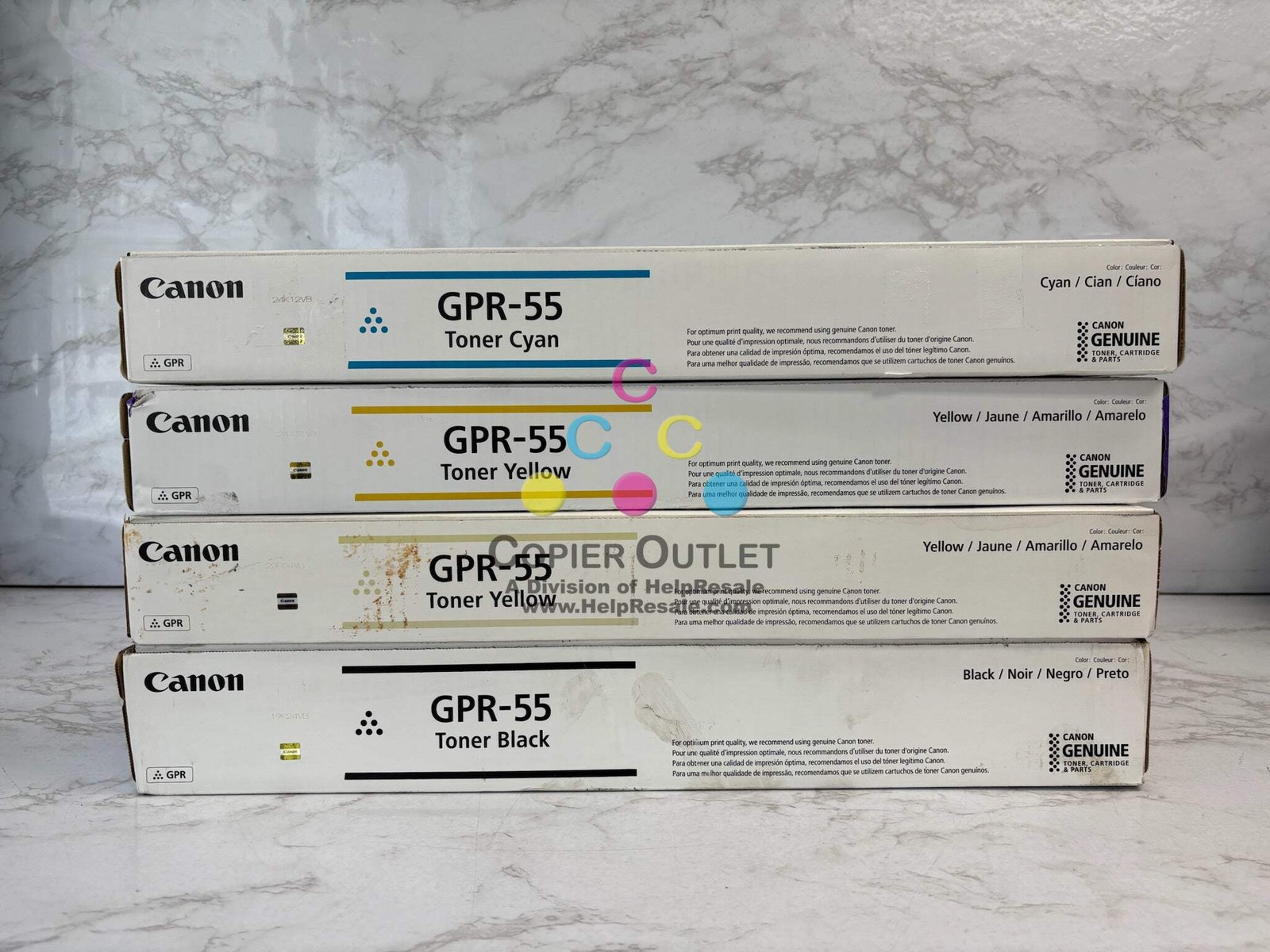 4 Genuine Canon iRAC5535i,C5540i,C5550 Cyan, Yellow & Black GPR-55 CYYK Toners