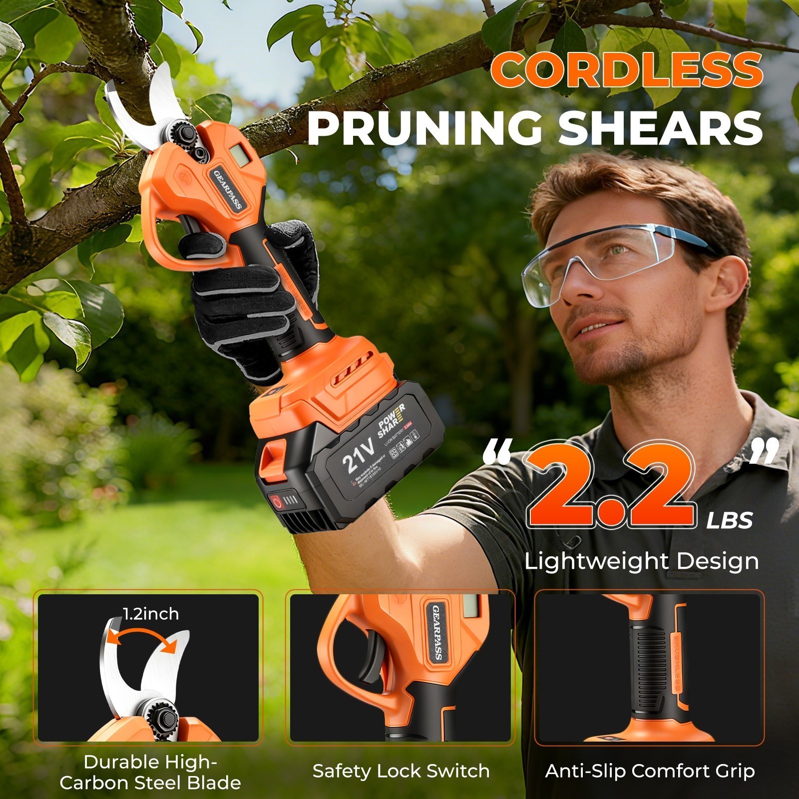 4-in-1 Cordless Pole Saw & Pruning Shears Combo Kit 16FT Reach 8" Chainsaw