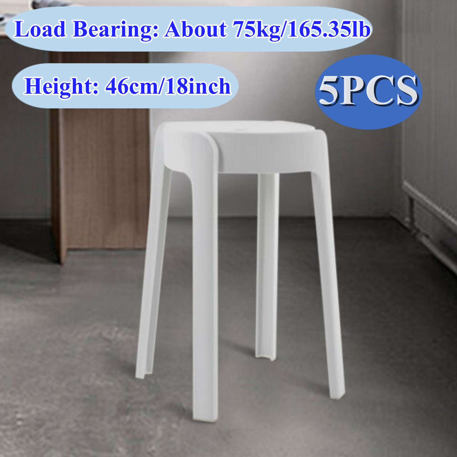 5 x Plastic Stacking Stools For Kids Students Classroom Home Kitchen Garden