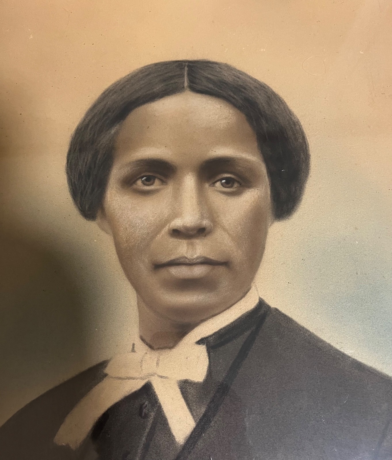 19c Charcoal Portrait Beautiful African American Women signed DE Fogarty