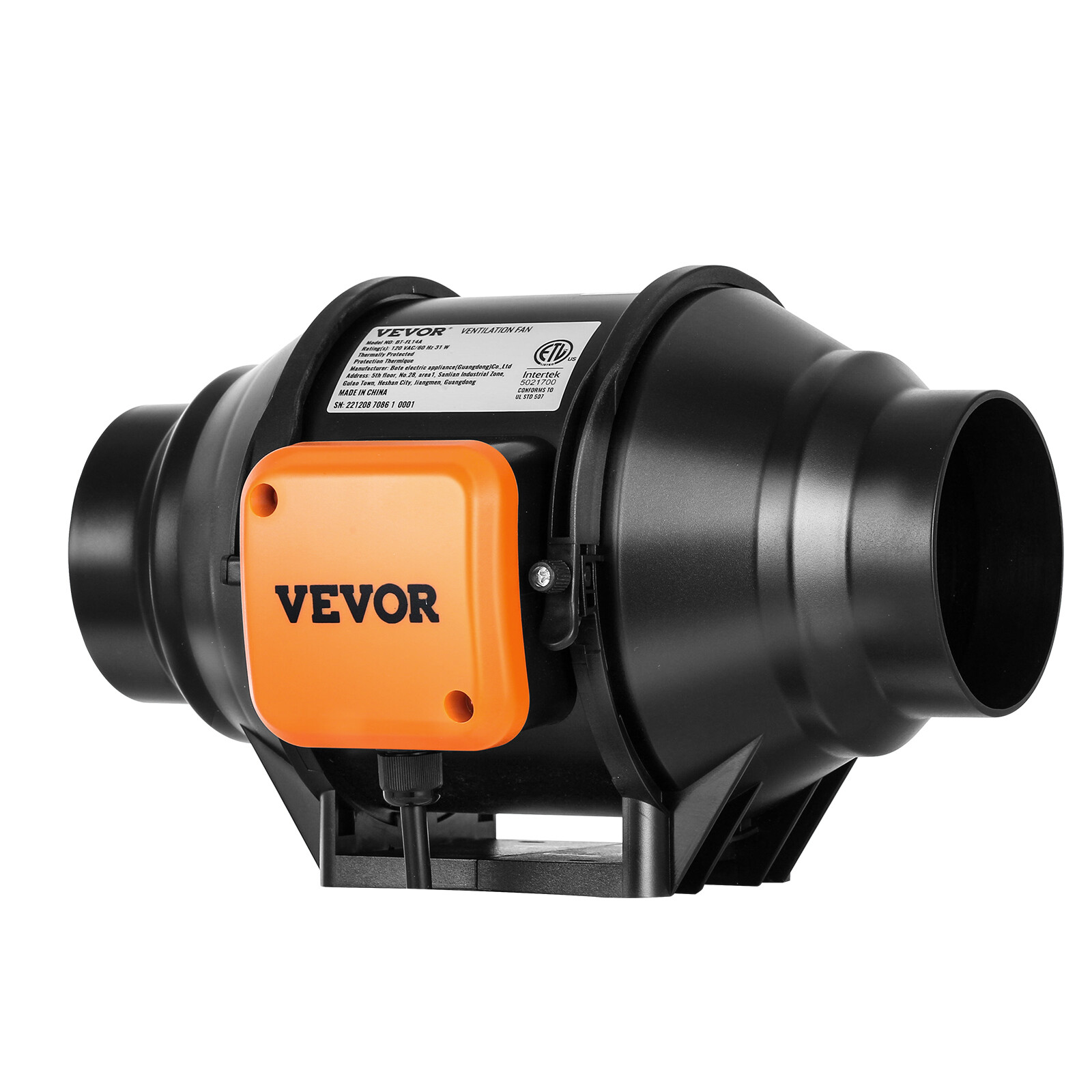 VEVOR 4 Inch Inline Duct Fan HVAC Exhaust Blower Kit, New