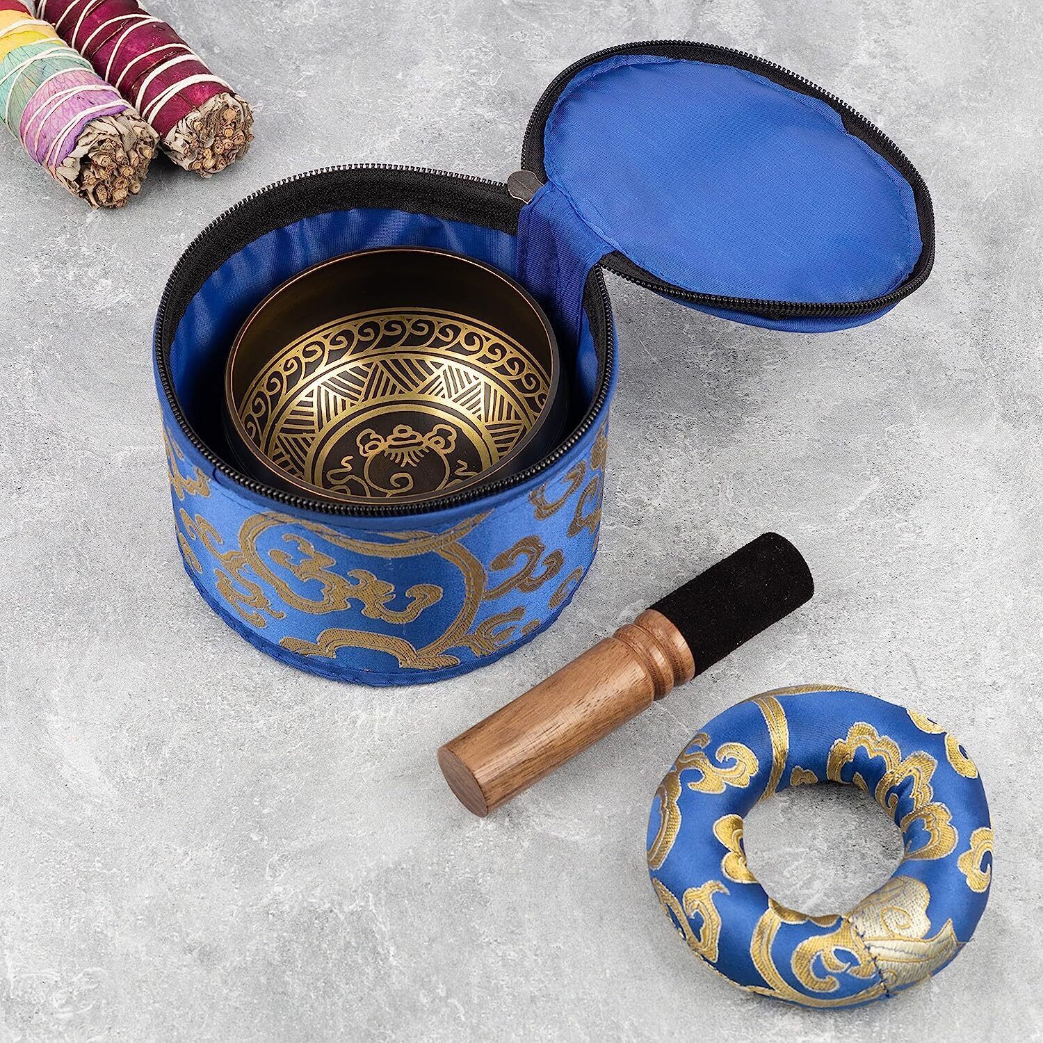 4" Tibetan Singing Bowl Set with Gift Case, Sound Bowl, Meditation Bowl, Nepal