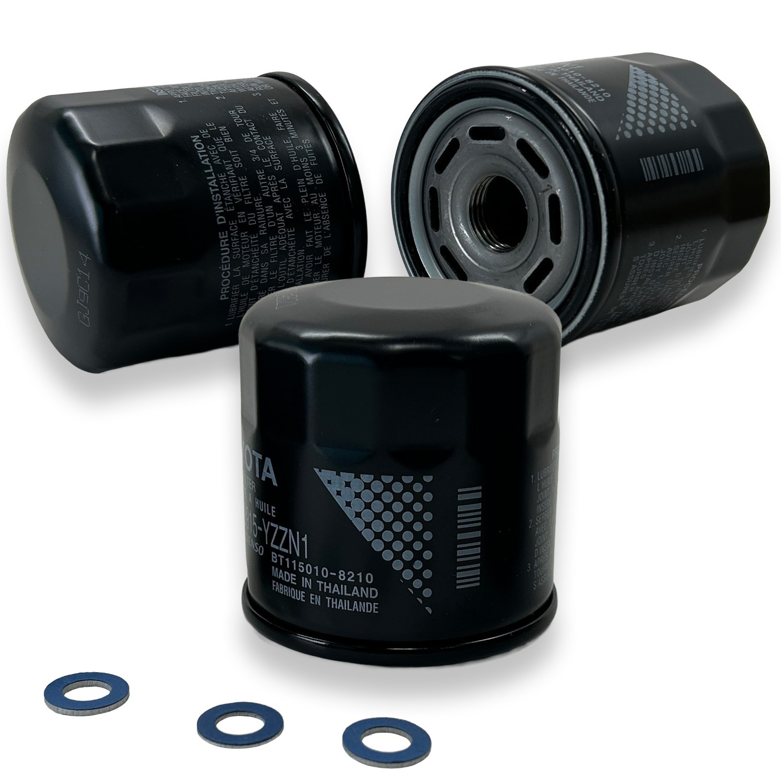 Genuine Oil Filter 90915-YZZN1 / 90915-YZZF2 with Drain Plug Washers OEM 3 PACK