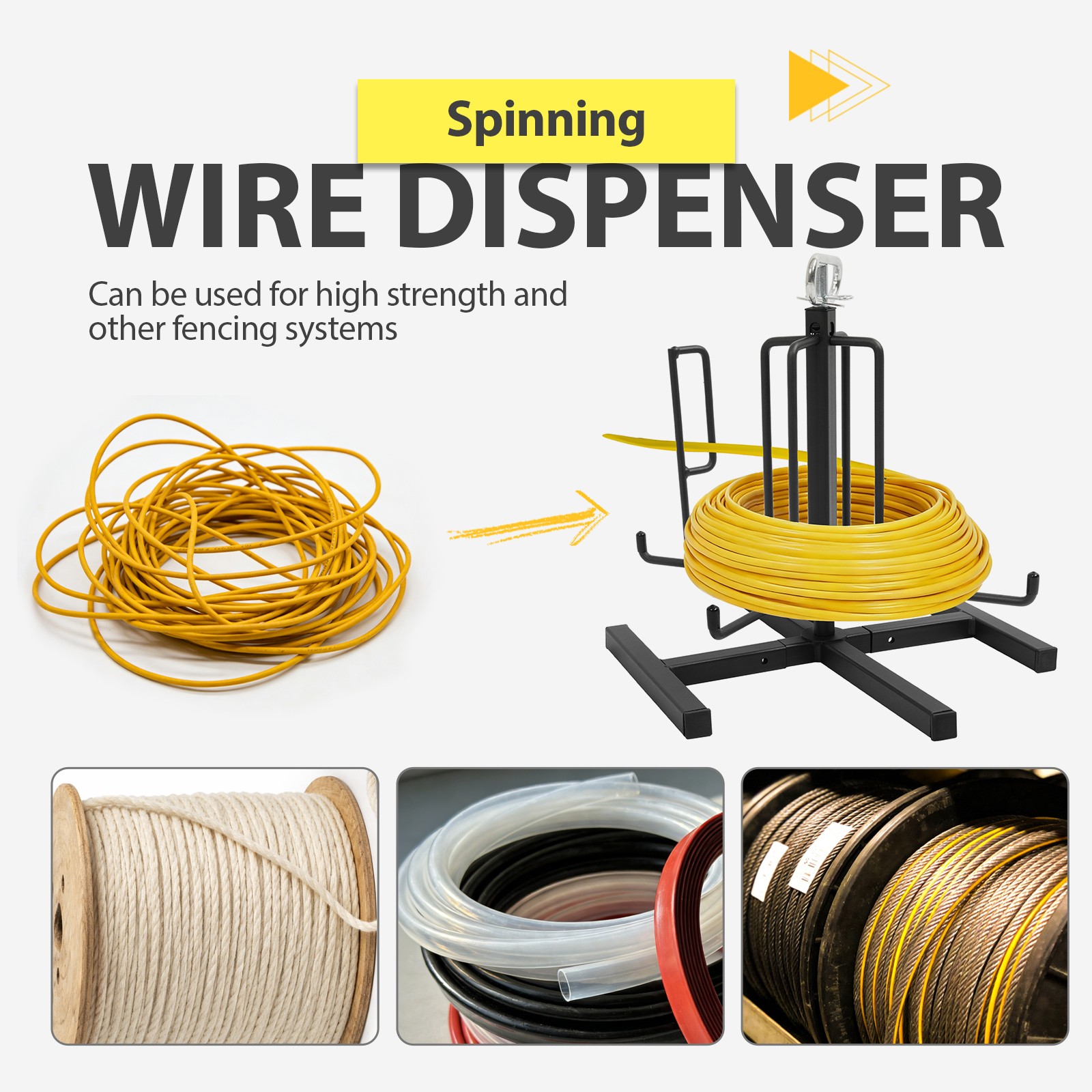 100LBS Cable Dispenser Floor Stud Mount Wire De-Reeler For Electrical Industrial