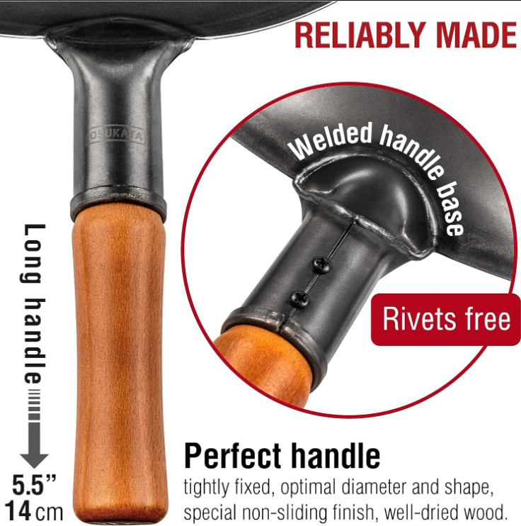 NEW - YOSUKATA 13.5" Carbon Steel Wok Pan, Flat Bottom Pow Wok