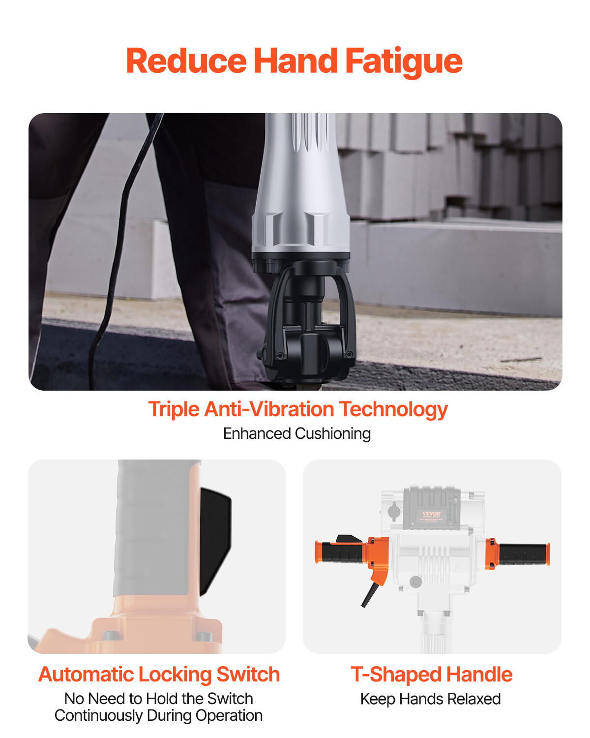 Demolition Jack Hammer Concrete Breaker 2100W Electric Hammer 2 Chisel Bit