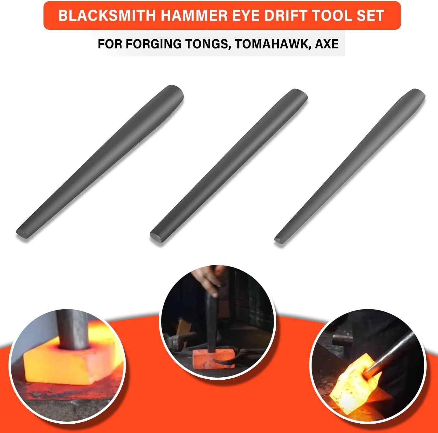 Blacksmith Drift Kit Hammer Eye Drift Tools Tool Set for Tomahawk Axe Forging