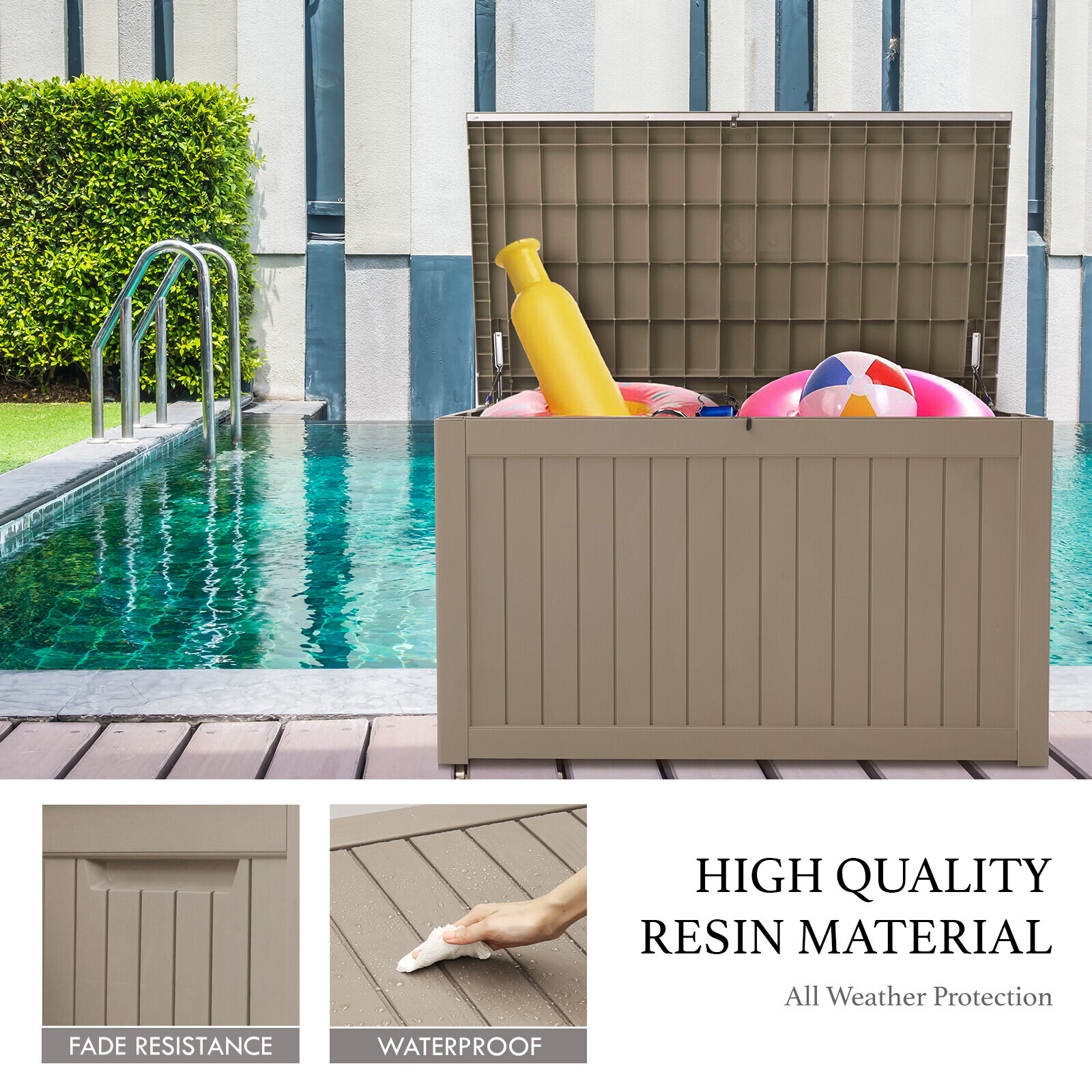 230 Gallon Deck Box Storage Outdoor Patio Chest Organizer Furniture Garden Bench