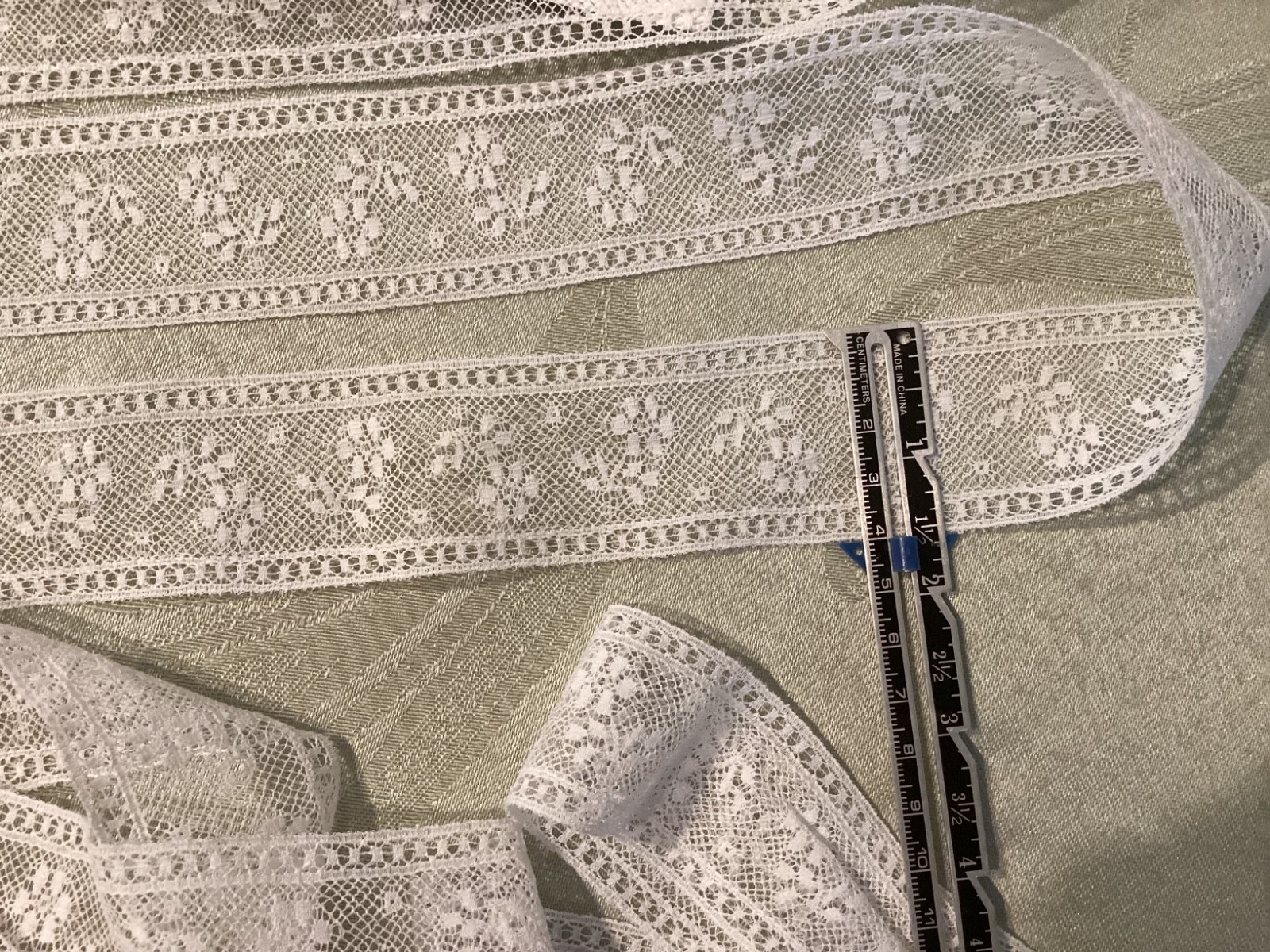 1 1/2" White Flat English Cotton Embroidered Heirloom Lace #2370