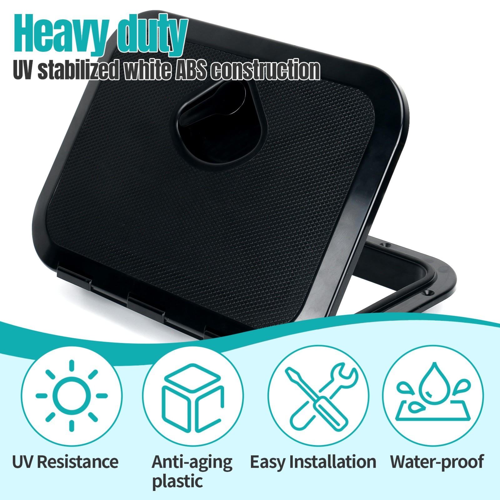 Black Boat Boat Hatch Cover Marine ABS Boat Deck Hatch Lid 15 in With Handle