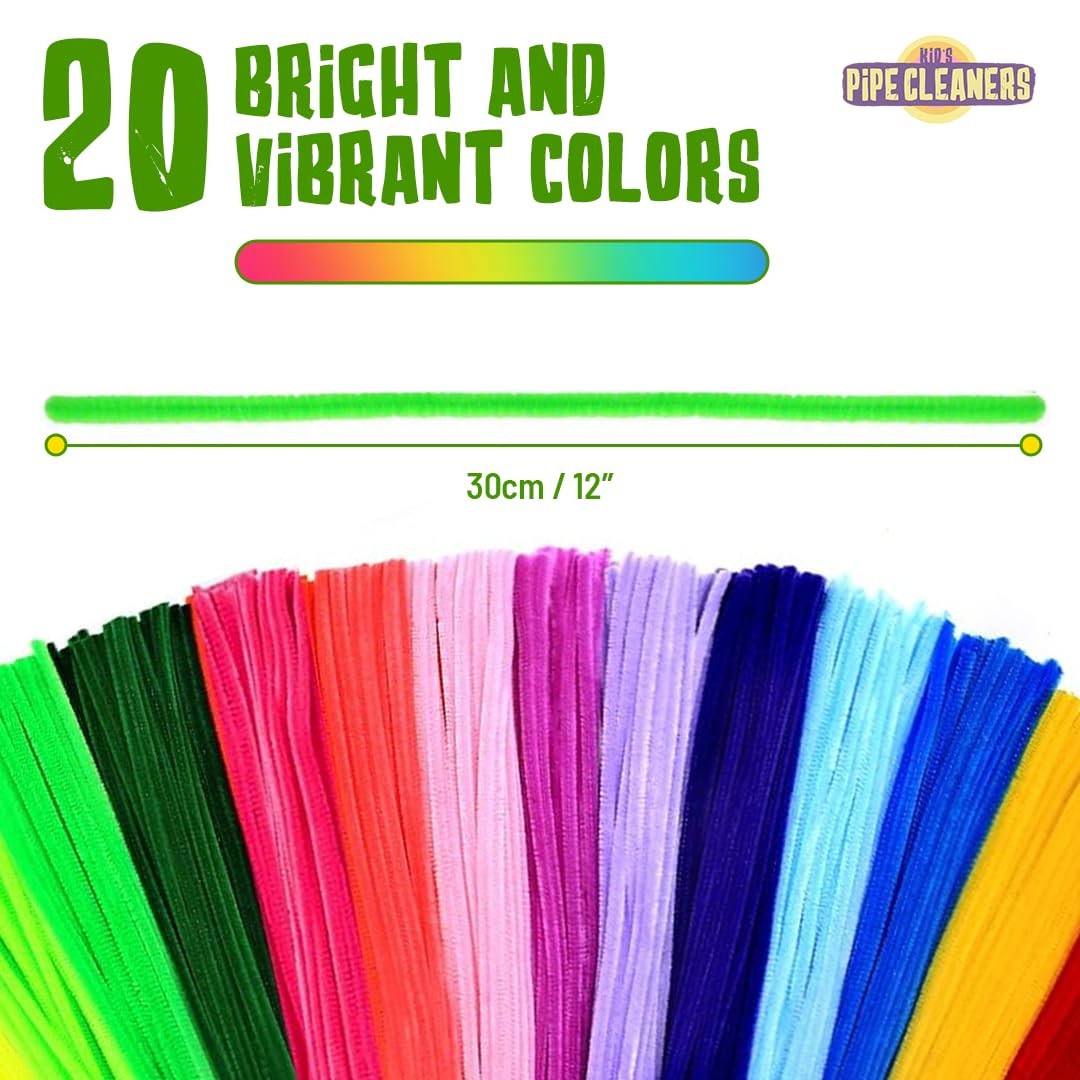200 Pipe Cleaners Craft Multicolored Craft Pipe Cleaners Bulk, Chenille