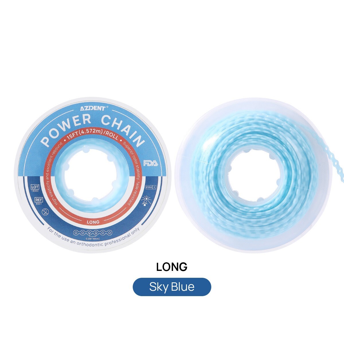 AZDENT Dental Orthodontic Colored Elastic Power Chain Elastic Ligature Ties