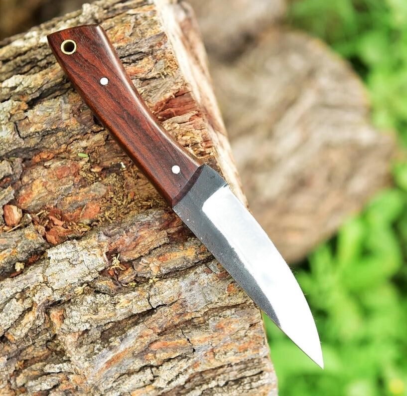 8” Vintage Handmade High Carbon Steel Skinner Knife Fixed Blade Wood Handle
