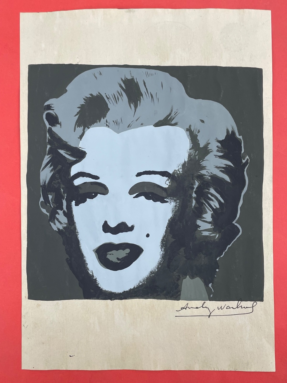 Andy Warhol Drawing on paper (Handmade) signed and stamped