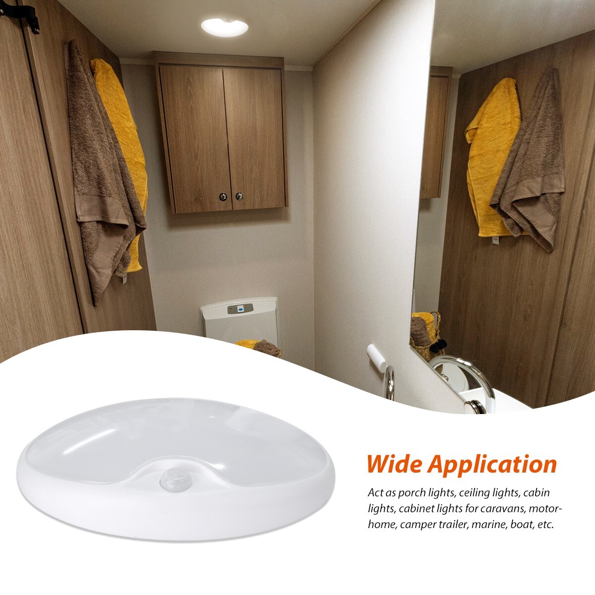 12V LED Motion Sensor Light RV Boat Yacht Ceiling Down Light Fixture with Switch