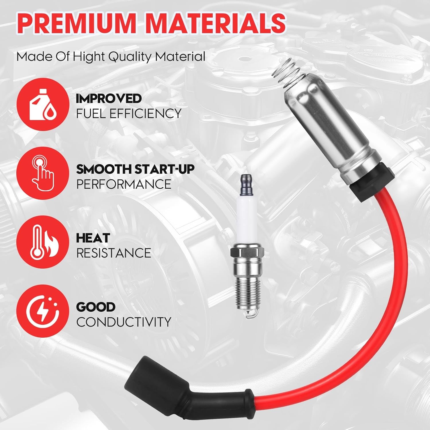 8 Pcs Spark Plug Wires Set & 41-110 Iridium Spark Plugs Compatible with 2000-201