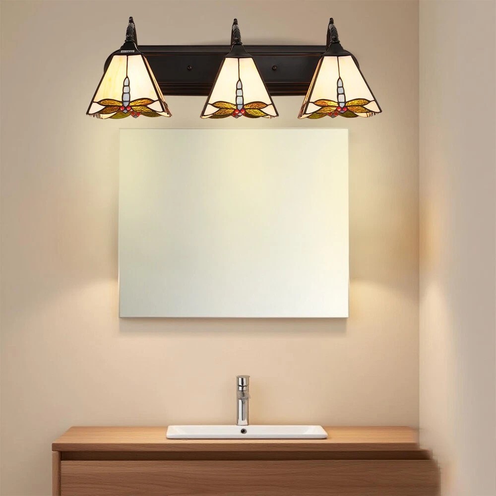 Vintage Wall Sconces 3-Light Dragonfly Decor Over Mirror Vanity Light Fixtures