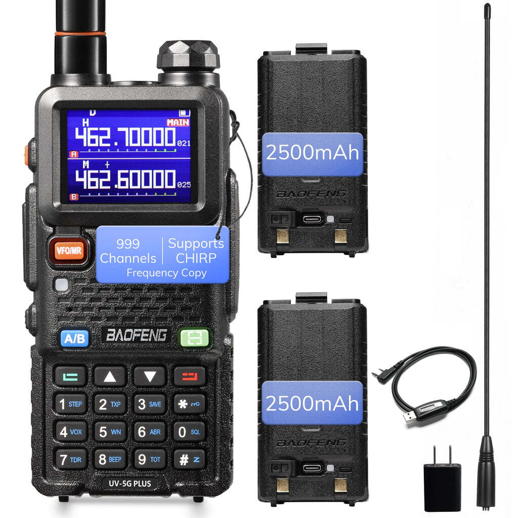 Baofeng UV-5G Plus GMRS Radio | 5W | 2500mAh USB-C Battery | Frequency Copy