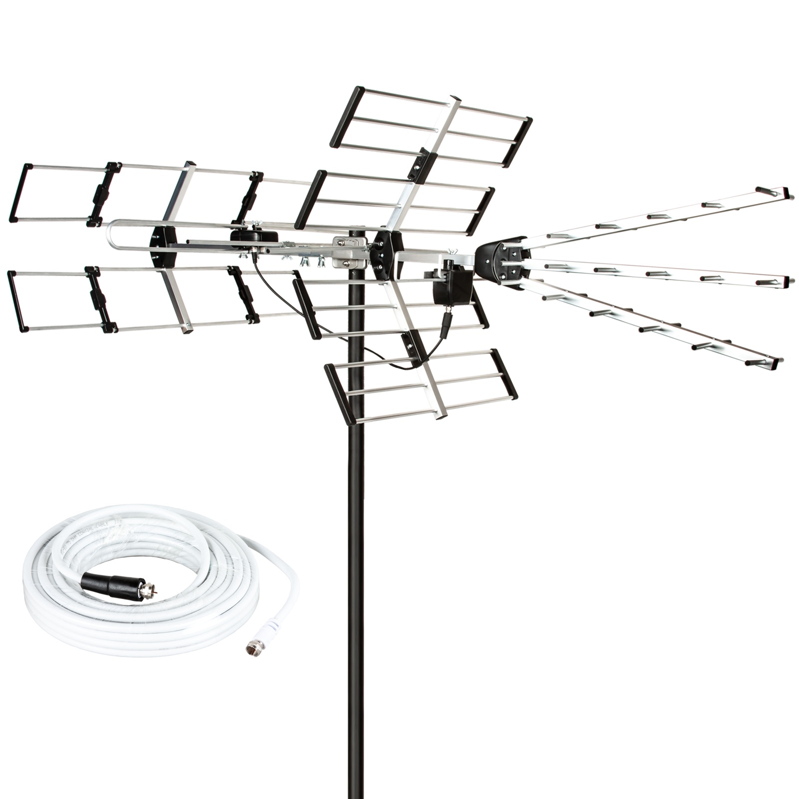 Yagi Outdoor Antenna 24 Elements 2024 Long Range 4K ATSC 3 UHF VHF Best Signal