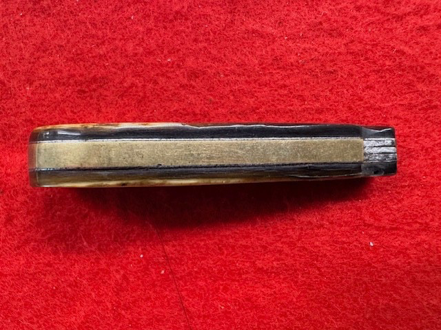 1859 CIVIL WAR THREE BLADE FLEAM, HORN SCALES, NAME ENGRAVED & DATED (674)