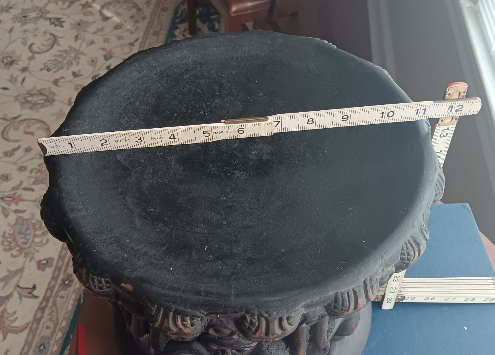 African Hand Carved Hollow Relief Footstool...Unique Piece of African Decor!