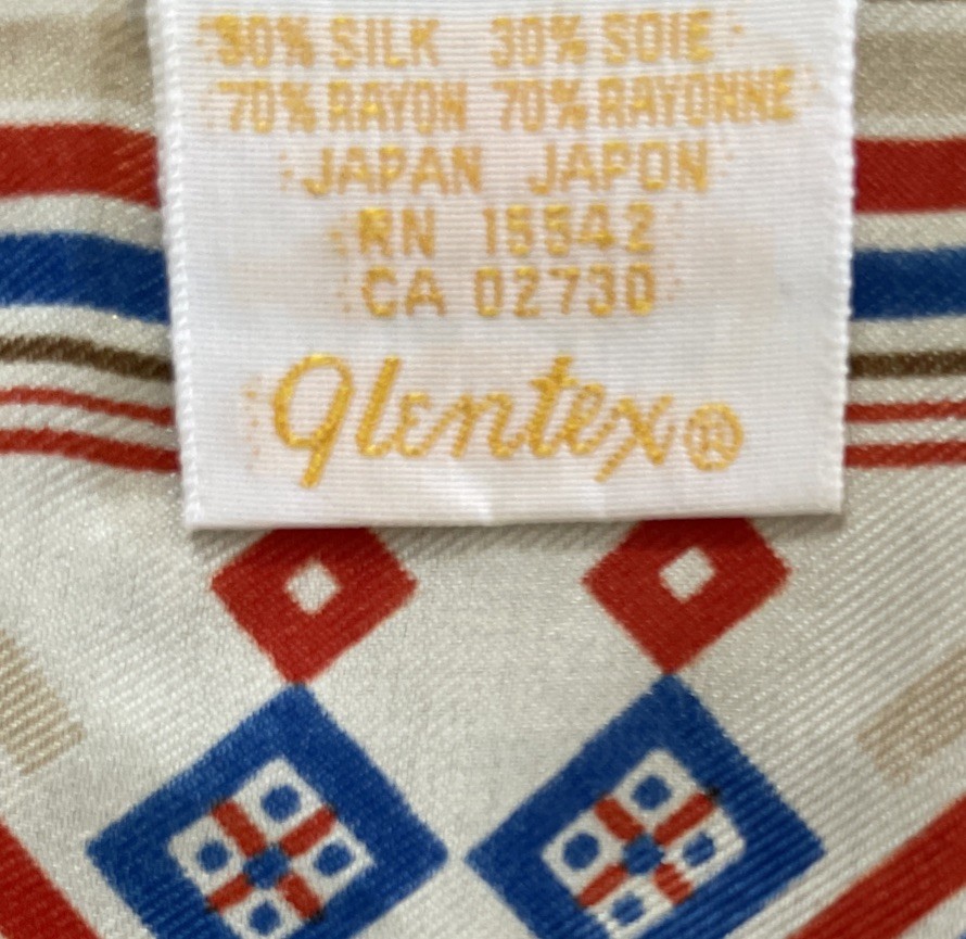Vintage silk scarf MCM by Glentex mod Tribal Geometric Aztec Western 43” x 13”