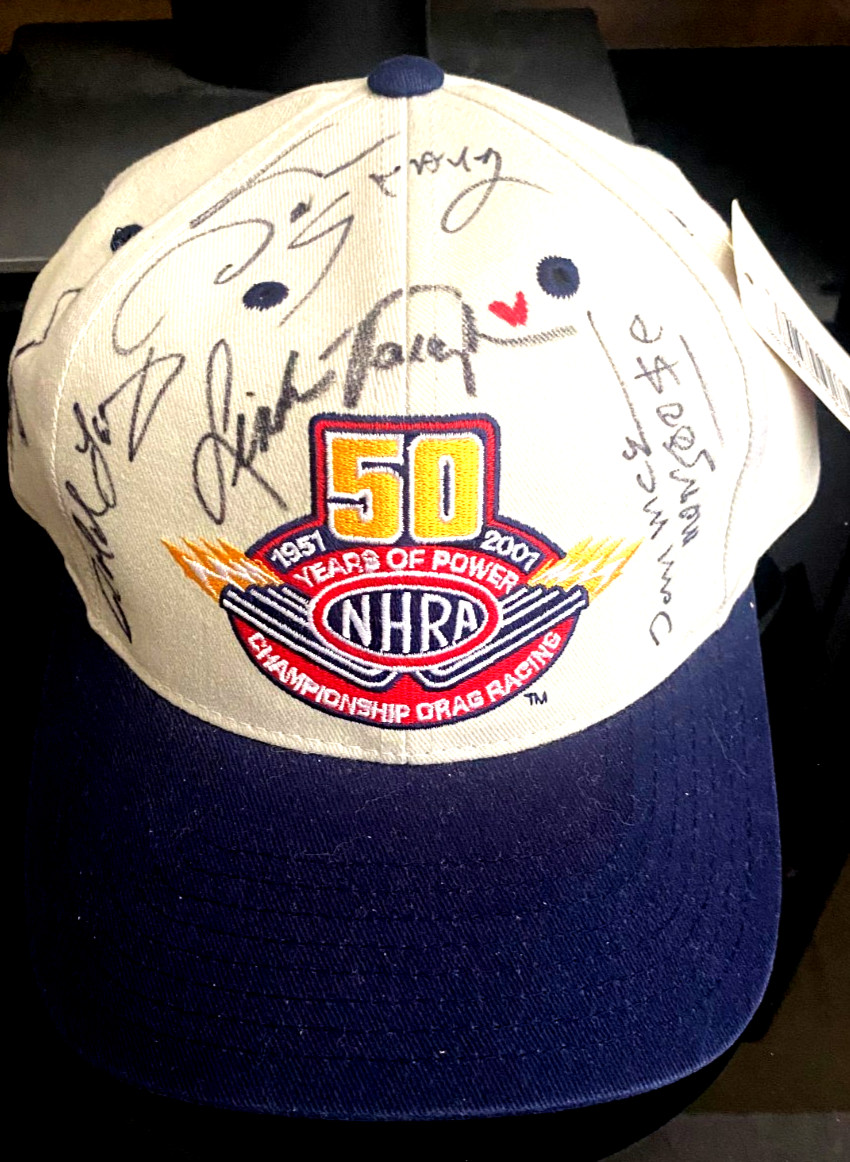 DON SNAKE PRUDHOMME MONGOOSE LINDA VAUGHN SIGNED  NHRA  50 YEARS DRAG RACING HAT
