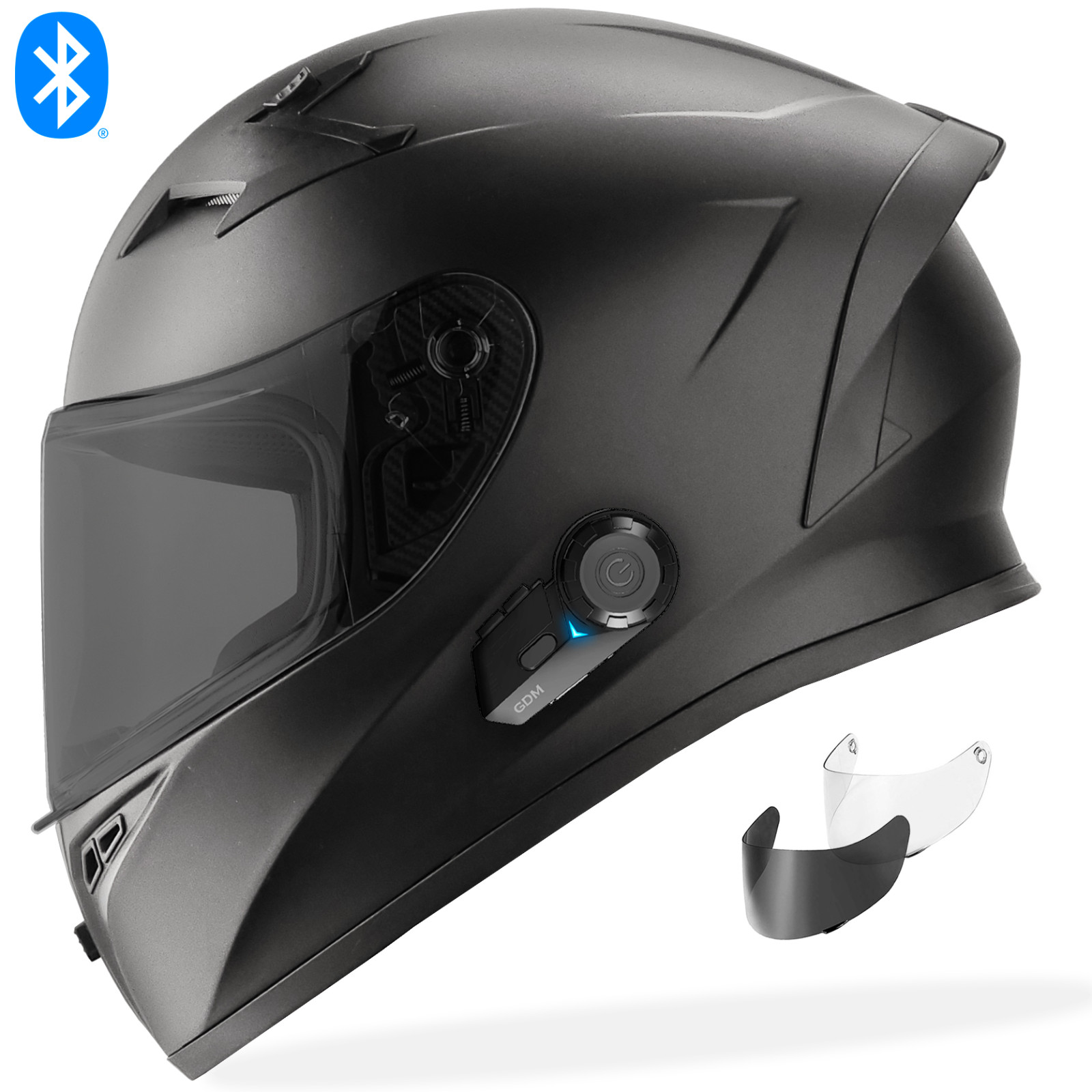 NEW GDM VENOM SUPERSONIC Bluetooth Motorcycle Helmet Matte Black S M L XL XXL