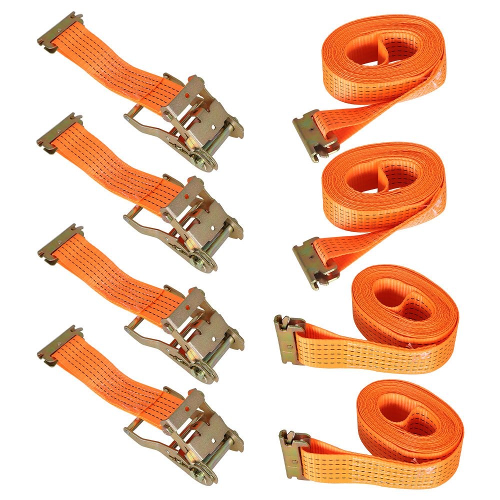 4 Pack 2"×20' E-Track Ratchet Tie Straps Trailer Orange 4400lbs Tie Down Straps