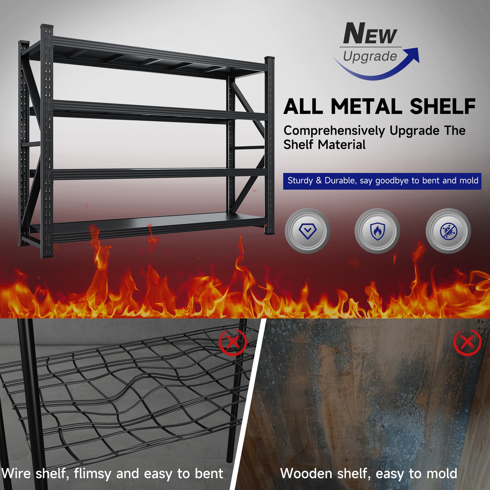 STANI 4-Tier Adjustable Metal Garage Shelving 5000&3500LBS Capacity Storage