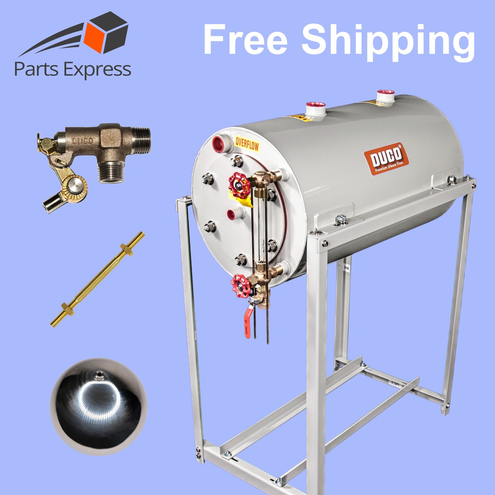 18"x36" STAINLESS STEEL (40 GALLON) BOILER CONDENSATE RETURN TANK COMPLETE SET