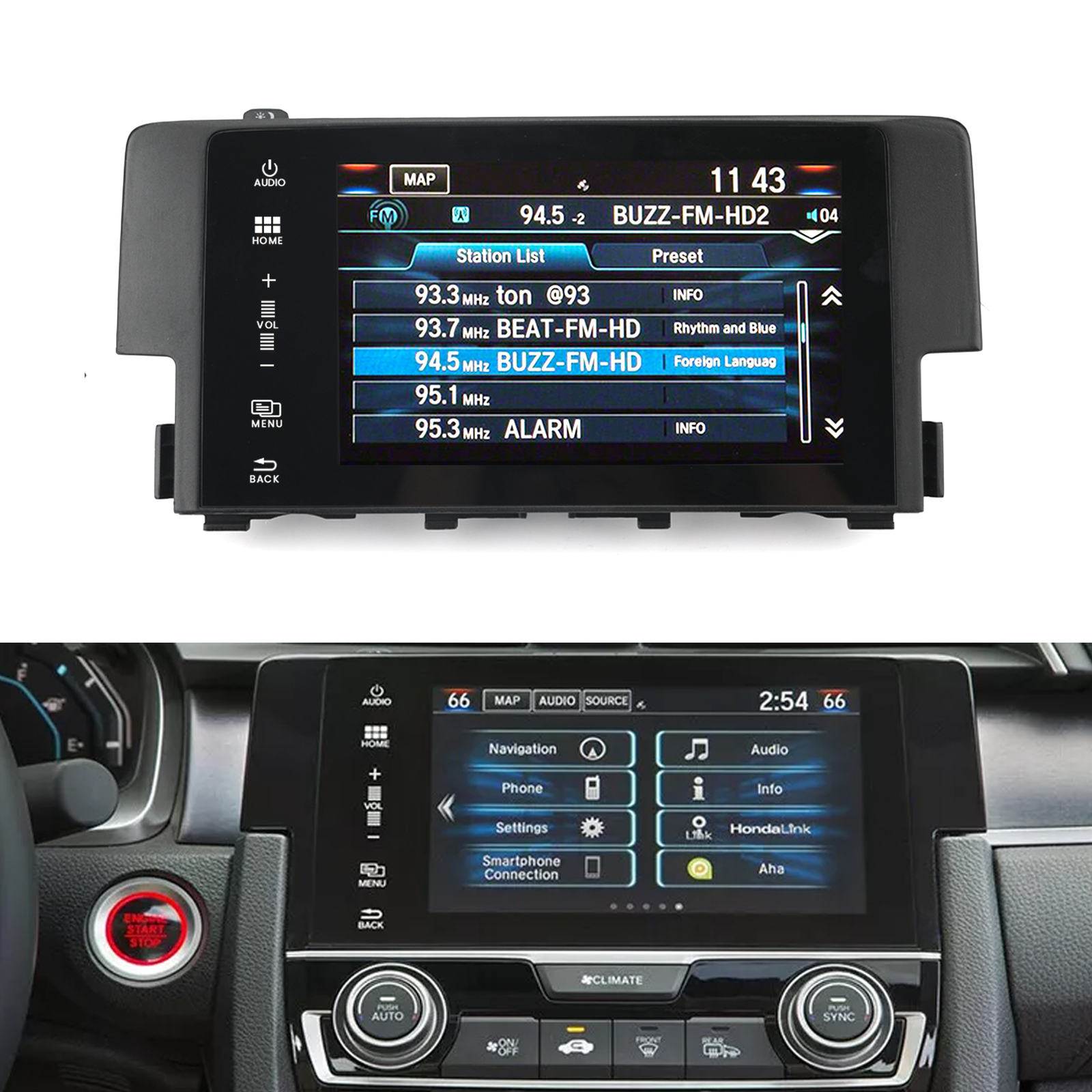 39710-TBA-A11 FOR 2016-18 Honda Civic Radio OEM Navigation Display Touch Screen