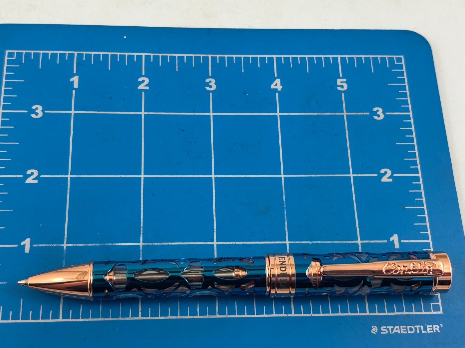 Judd's NEW Conklin Endura Deco Crest Demo Blue Rose Gold Ballpoint Pen