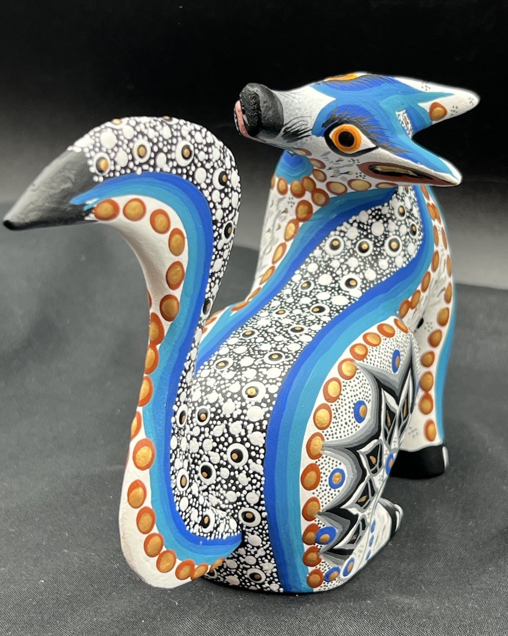 Alebrije Wooden Coyote Sculpture Painted By Margarita & Gabriela Sosa 4.5” X 6”