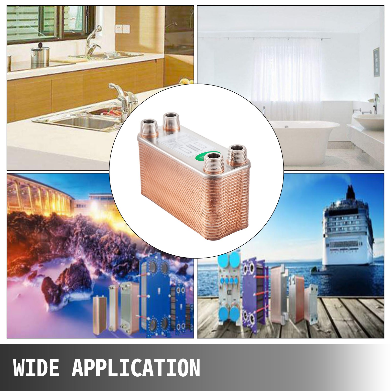 VEVOR Heat Exchanger Brazed Plate Heat Exchanger 40 Plate Heat Exchanger for