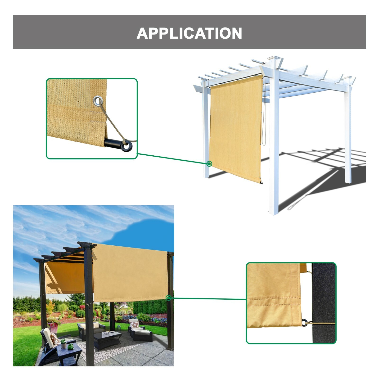 Heavy Duty Weighted Metal Rods with Eye Loops for Pergola Canopy Shade Cover