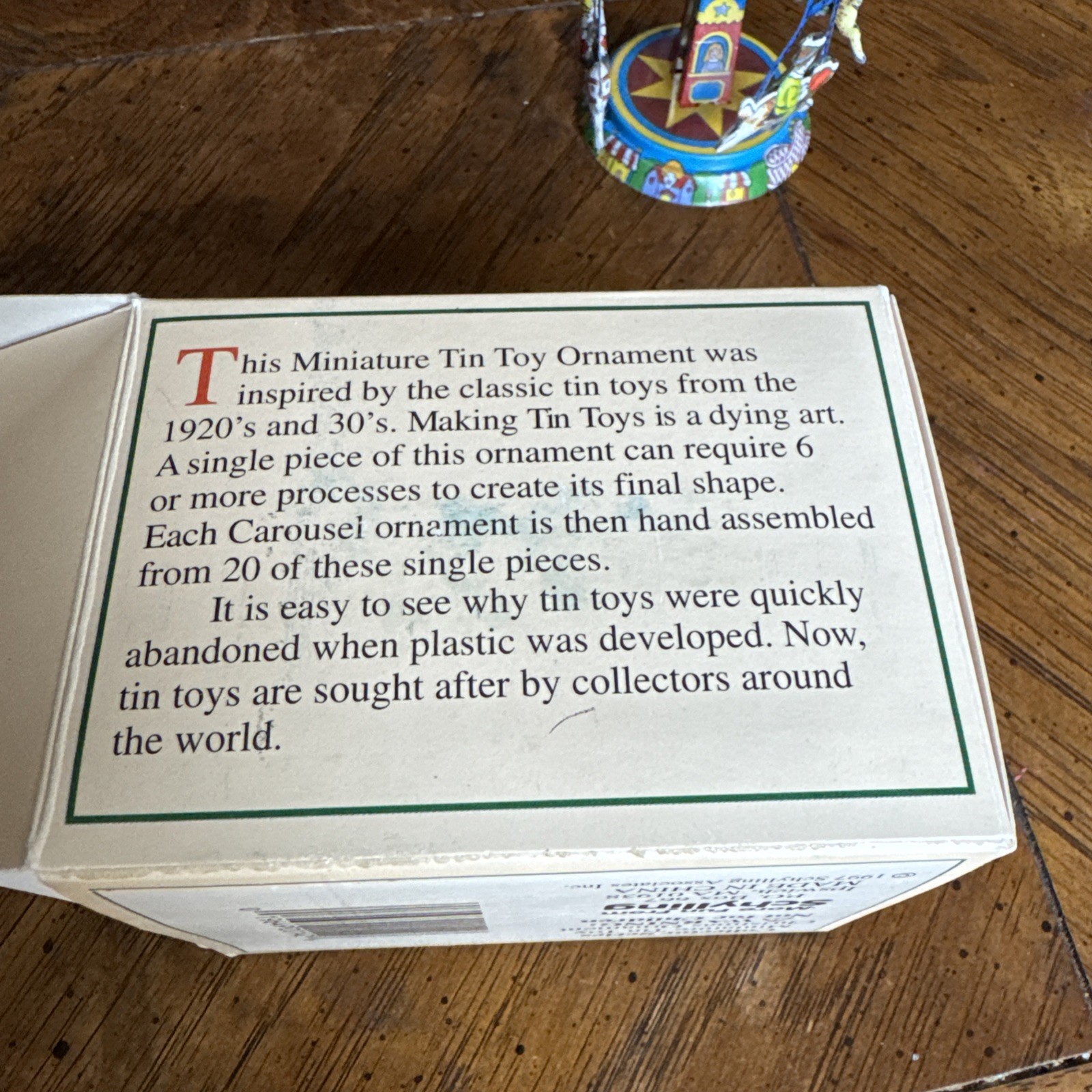 Vintage Schylling Miniature Tin Collector Series 90's Carousel w/Box