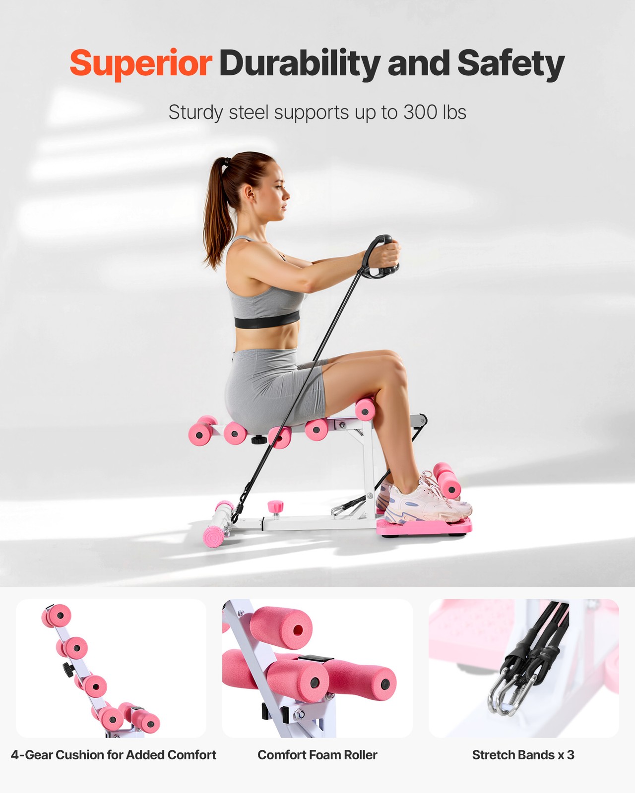 VEVOR Squat Machine with 3 Resistance Bands Glutes Workout Exercise Foldable