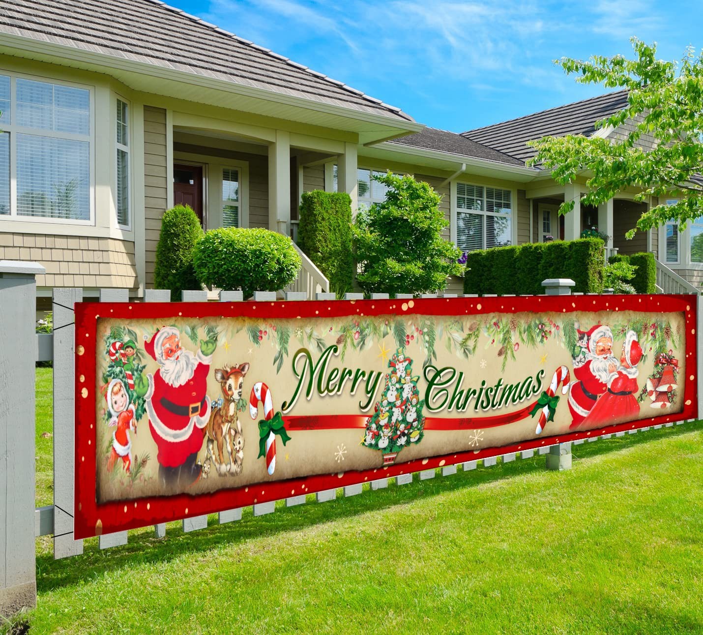 Vintage Christmas Decorations Outdoor Yard Sign Vintage Merry Christmas Banner