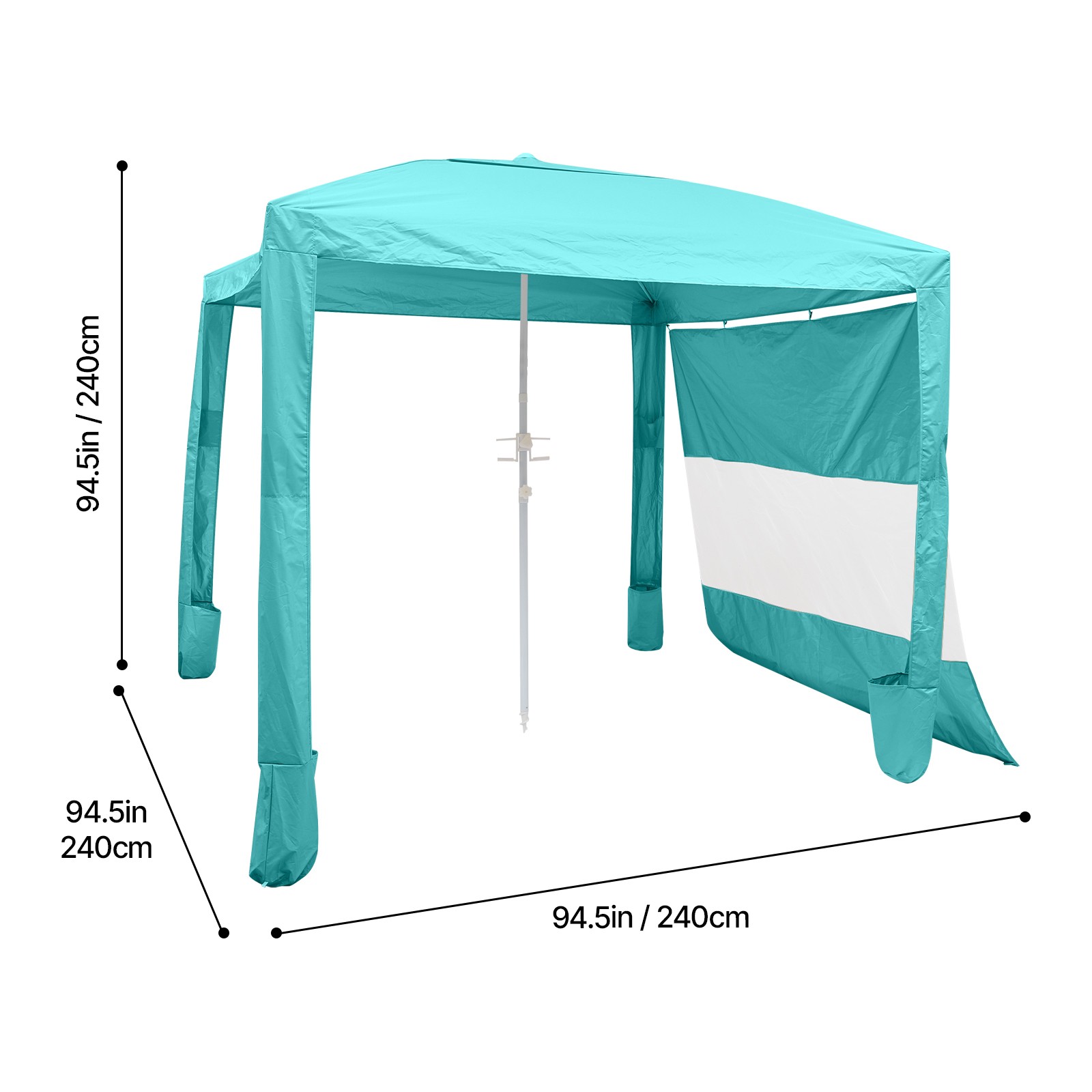 Uimoso Beach Cabana Canopy with Side Wall & Carry Bag, 8 x 8 ft, UPF 50+, Green