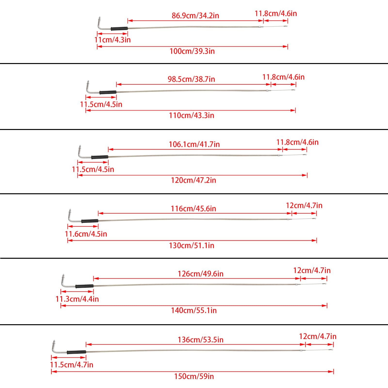 35.4" 55" 59" Stainless Steel Throttle Cable Wire Kit Idle Cable Compatible w...
