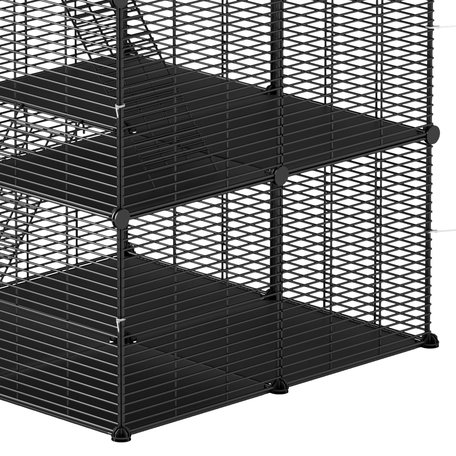 Cat Cage Indoor Cat Enclosures DIY Playpen Ferret Rabbit Metal Kennel w/ Hammock