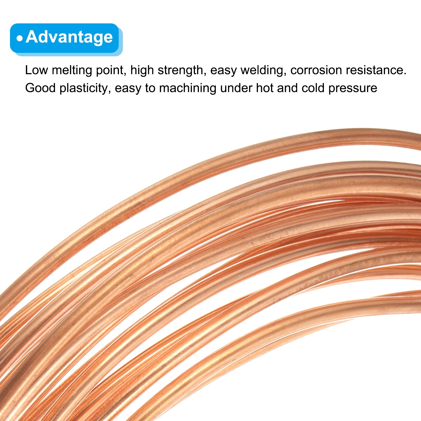 Copper Tube 1/8" OD 24.6Ft 1/64" T Refrigeration Pipe Seamless Hollow Metal Soft