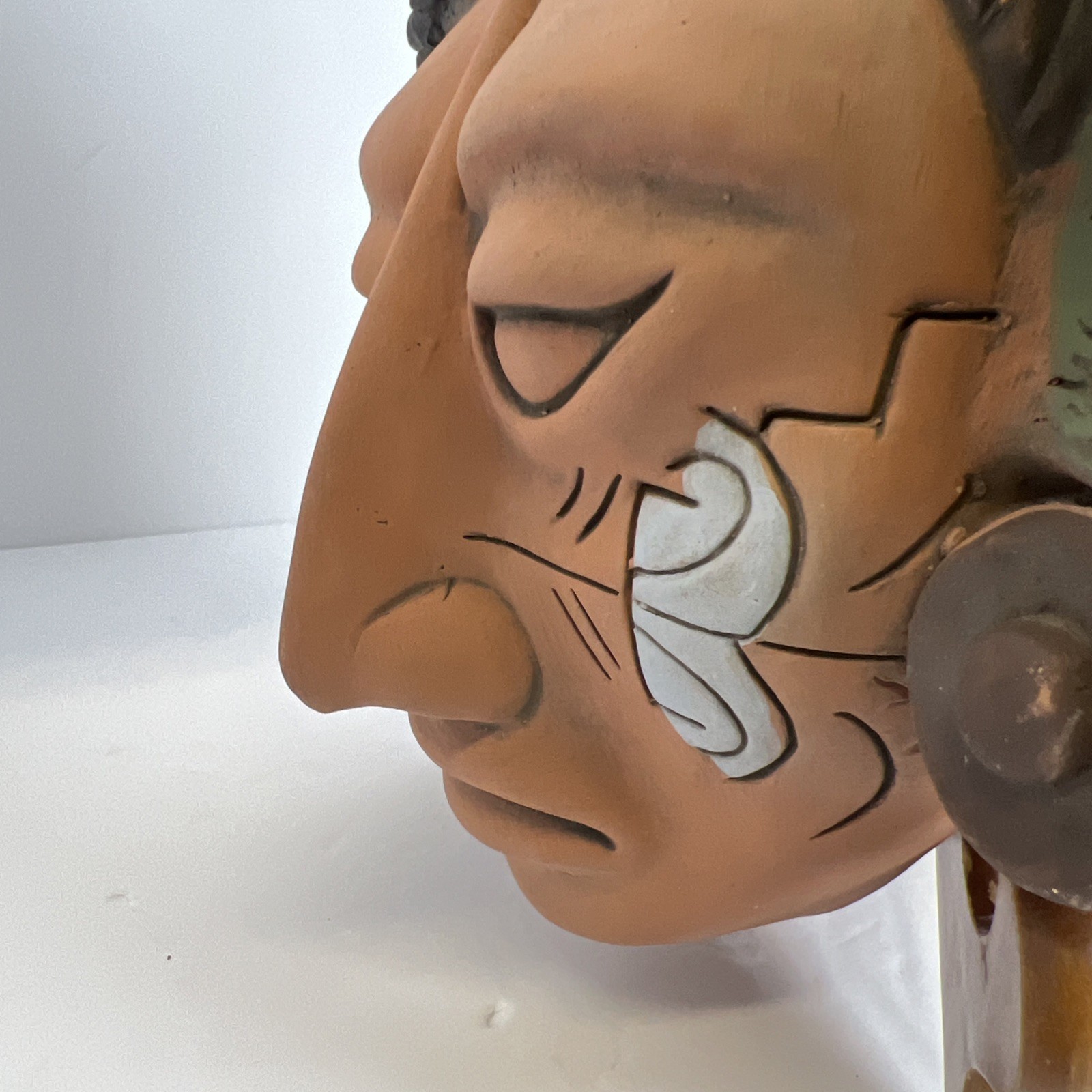 Folk Art Maya Mayan Terracotta Clay Handmade 11” Tribal Warrior Face Mask