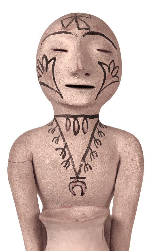 Larger Tesuque Pottery Ruin God Effigy ca. 1920 9.75" H x 5.5" L x 4.5" W