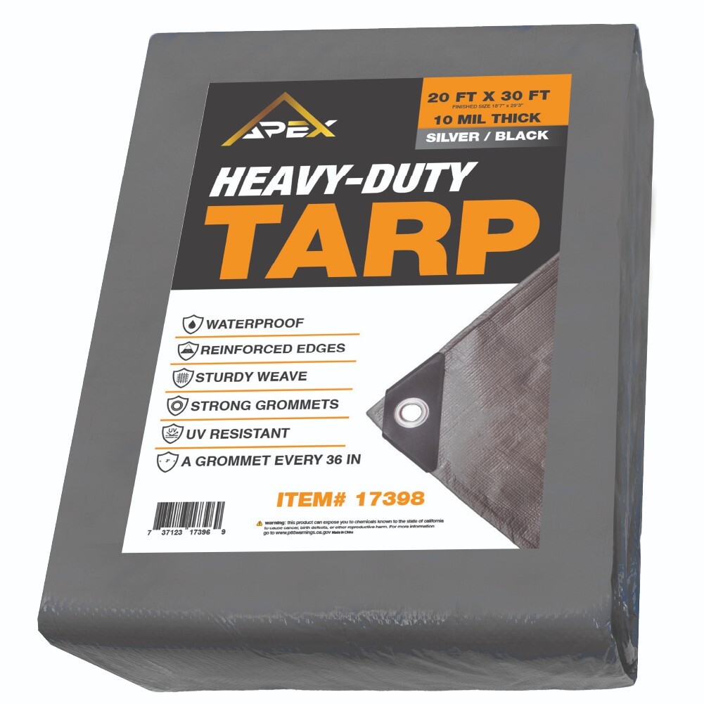 Heavy Silver/Black Tarp - 10 MIL Multipurpose UV Resistant, Waterproof Tarp