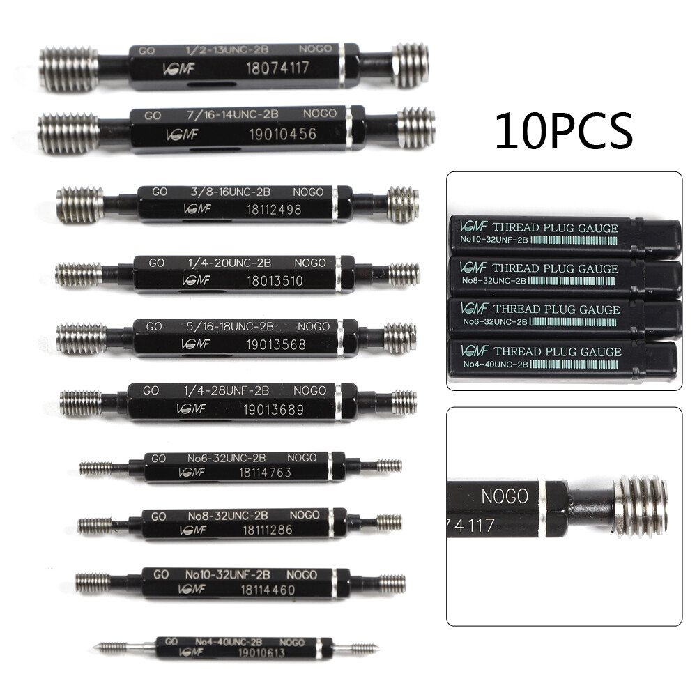 10 Pcs UNC/UNF Thread Plug Gage Gauge Set Double End Go And No Go H28 SKD11